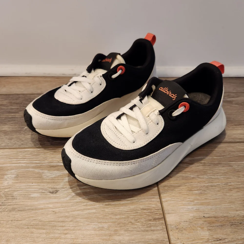 Allbirds Runners Women 7.95 KG CO2E Size 8 White Black Running Shoes - Picture 2 of 6